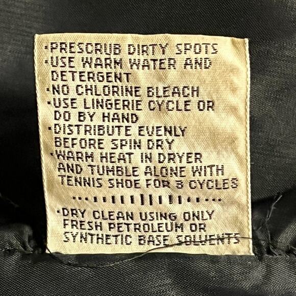 VTG 80s Puff Shoulder Full Zip Down Feather Puffer Coat in Black SZ 10 - Picture 11 of 13